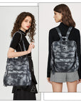 Multi-functional wash pu leather tie-dye backpack