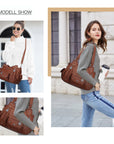 Women Shoulder Bag Handbag of Washed PU Leather