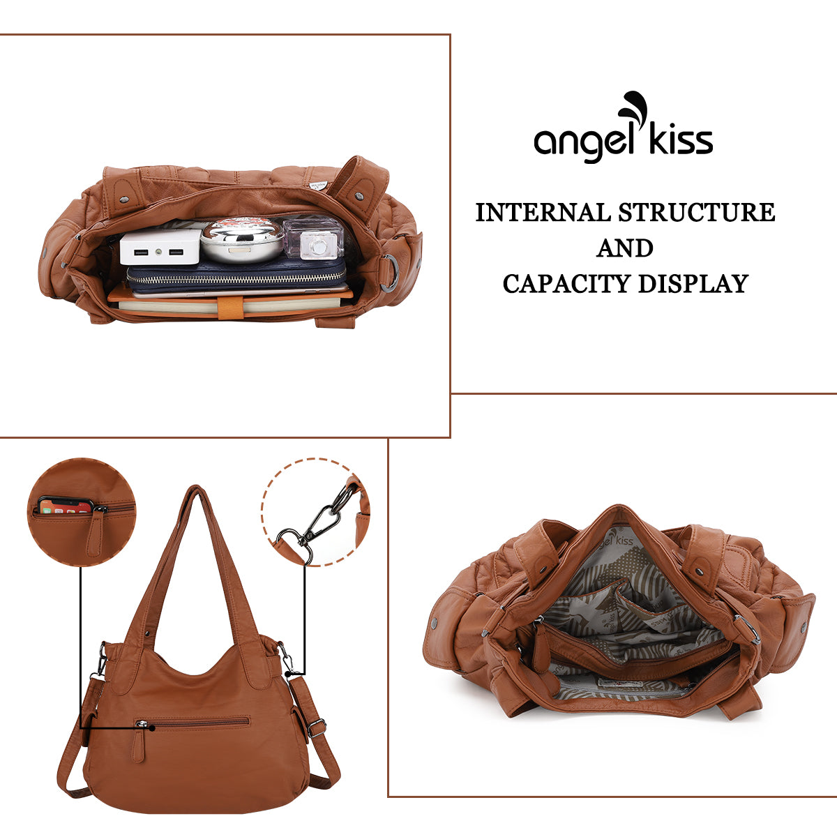 Fashionable Large Capacity Hobo Bag | Angelkiss Bag