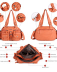 Washed Leather  Multilayer separation individuality Handbag Unique Style For Women