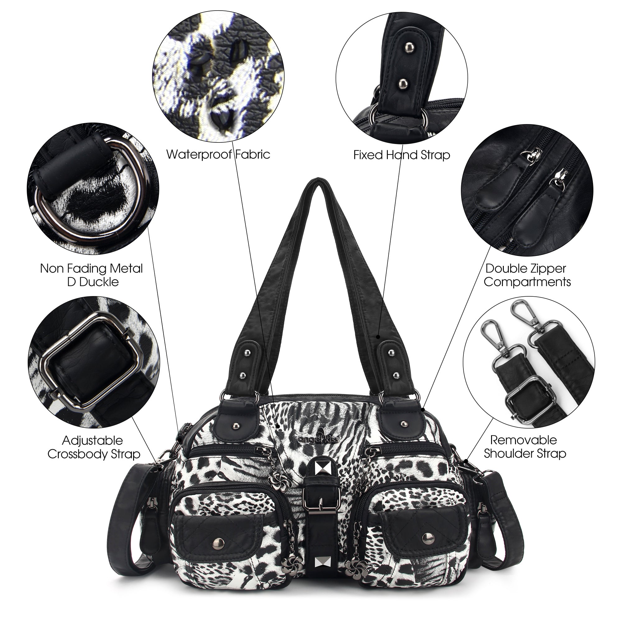 Washed Leather Multilayer Handbag for Women – Angelkiss Bag