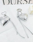 Shiny Silver Heart Keychain with Tassels – Angelkiss Metallic Charm Accessory