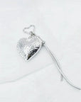 Shiny Silver Heart Keychain with Tassels – Angelkiss Metallic Charm Accessory