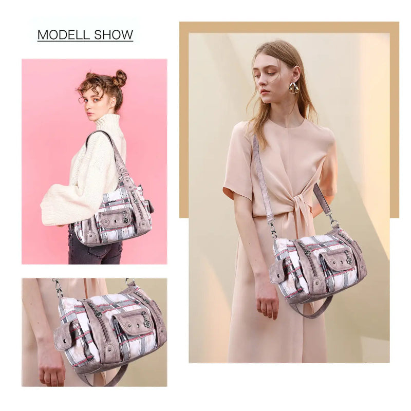 Tie-dye absorbent PU leather shoulder bag for women