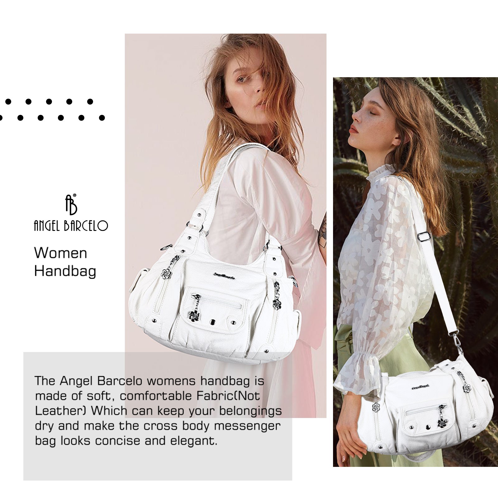 Women Shoulder Bag Handbag of Washed PU Leather - Angel Kiss Bag