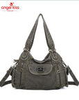 Women  handbag with High Quality Washed PU Multi Purpose tote bag-Angelkiss Bag