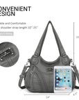 washed Large capacity Daily women Waterproof unique hobo handbag