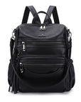 Wash water pu leather large capacity multi-functional backpack