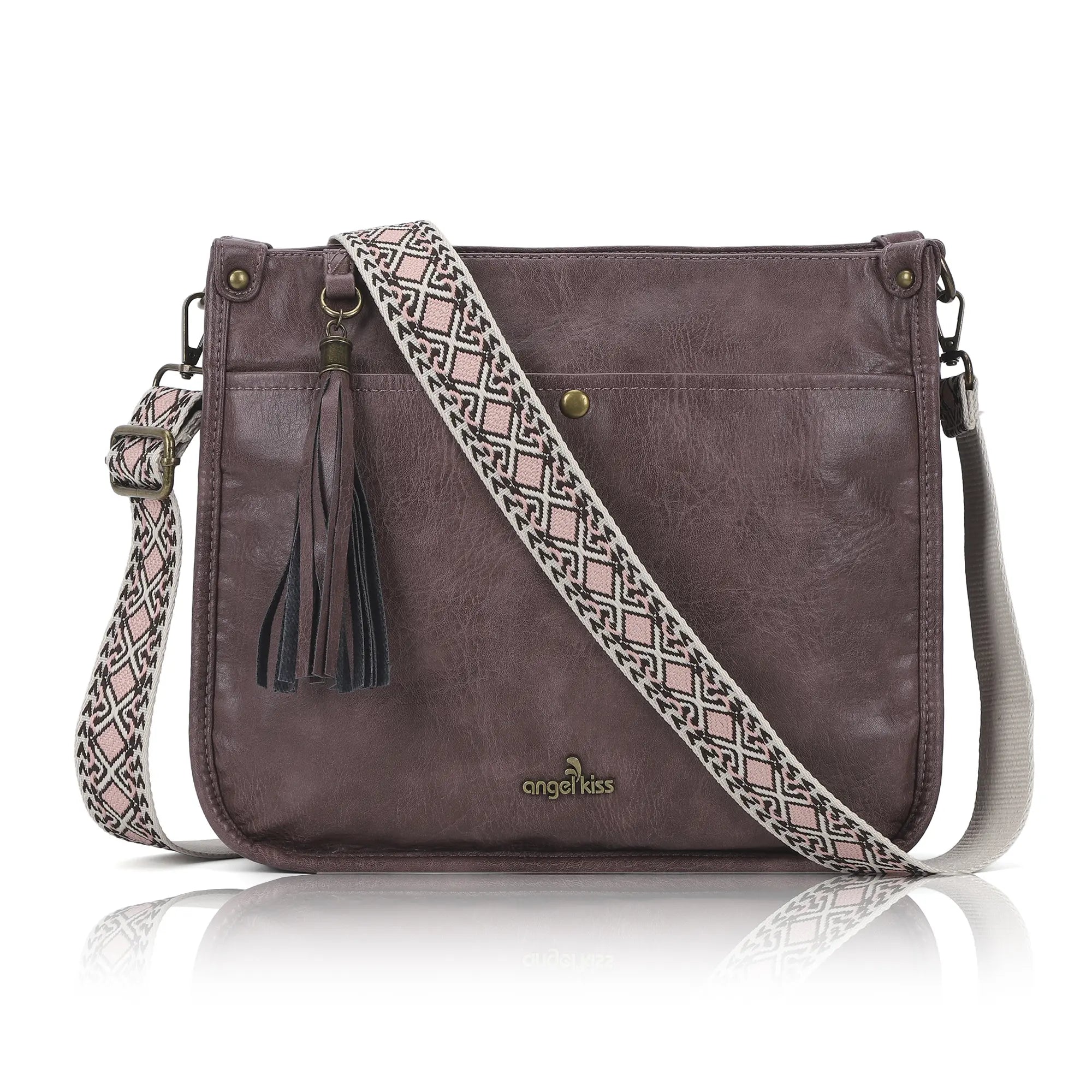 Vegan Leather Tassel Crossbody Bag with Dual Straps