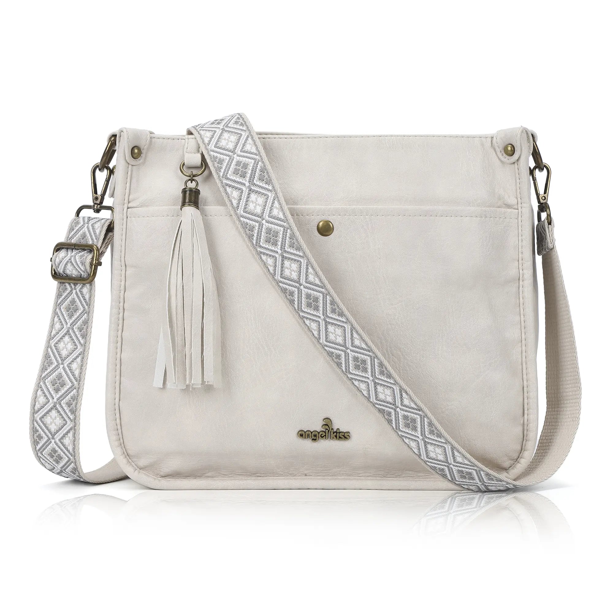 Vegan Leather Tassel Crossbody Bag with Dual Straps