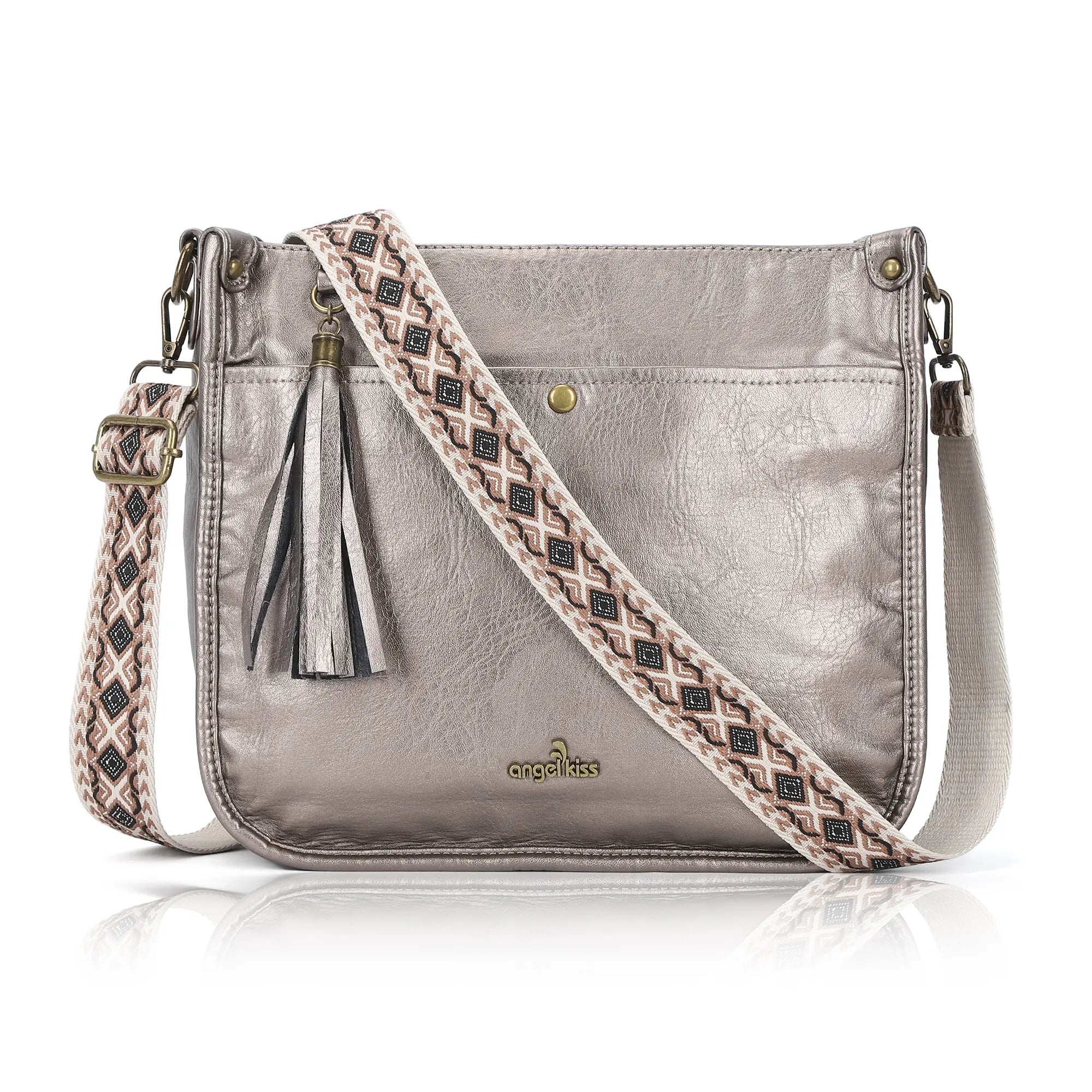 Vegan Leather Tassel Crossbody Bag with Dual Straps