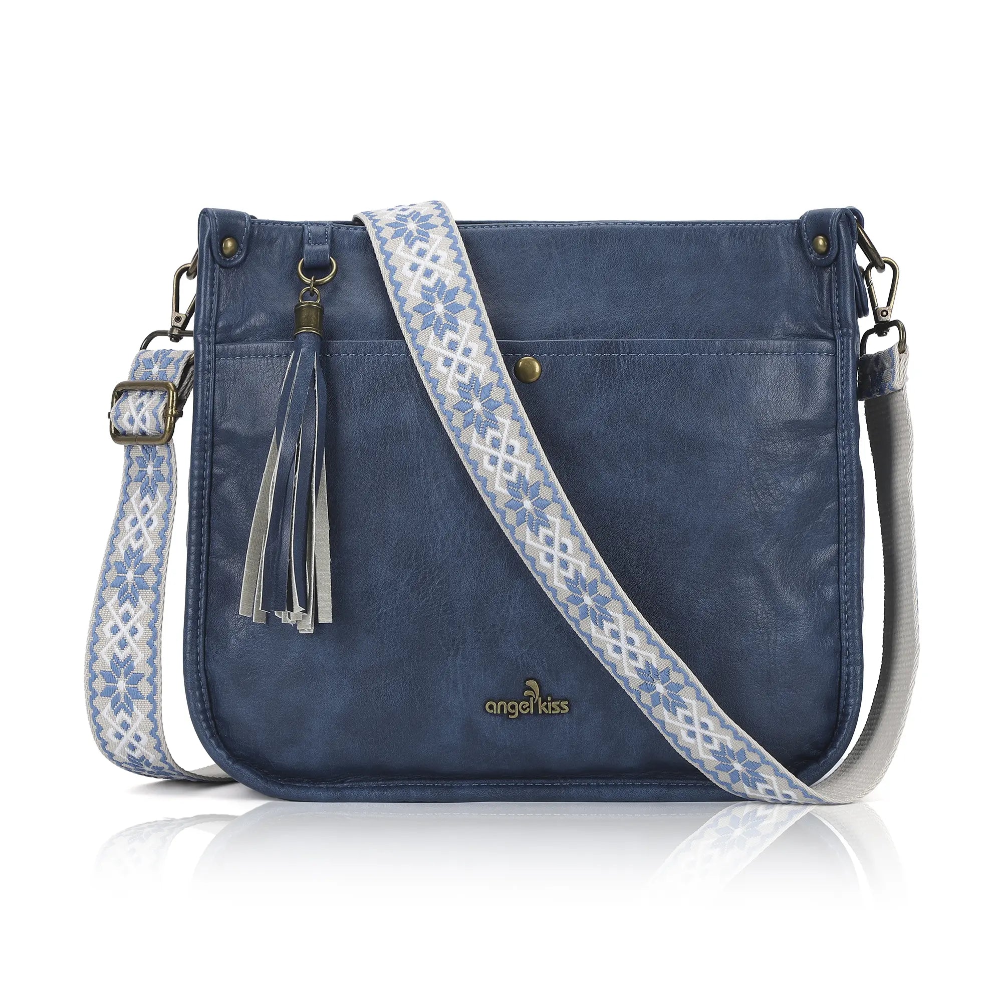 Vegan Leather Tassel Crossbody Bag with Dual Straps