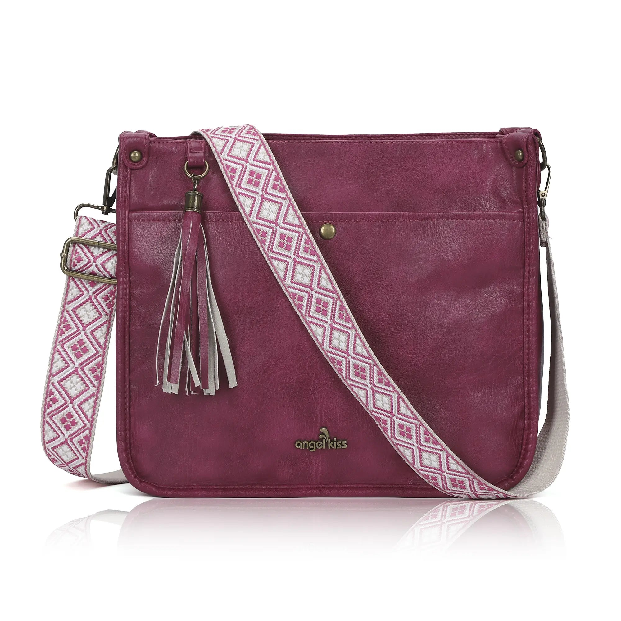 Vegan Leather Tassel Crossbody Bag with Dual Straps