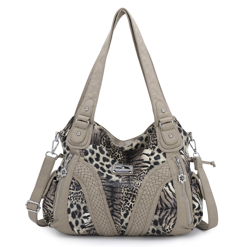 washed Leopard print Daily women Comfort hobo handbag