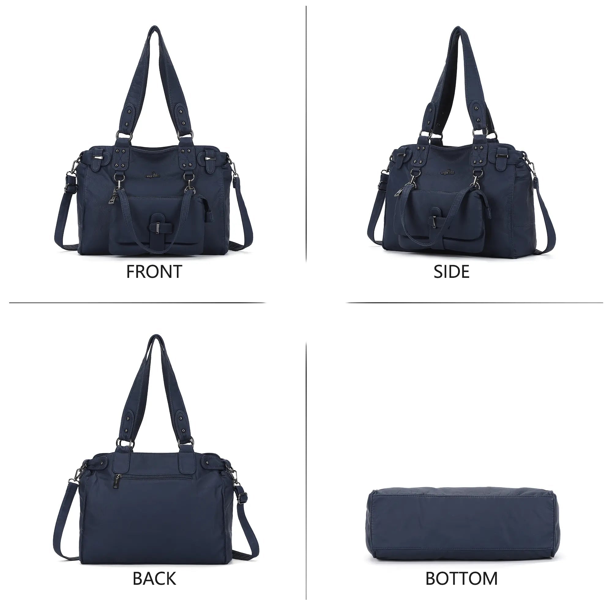 Large-Capacity Multi-Pocket Vegan Leather Tote Bag