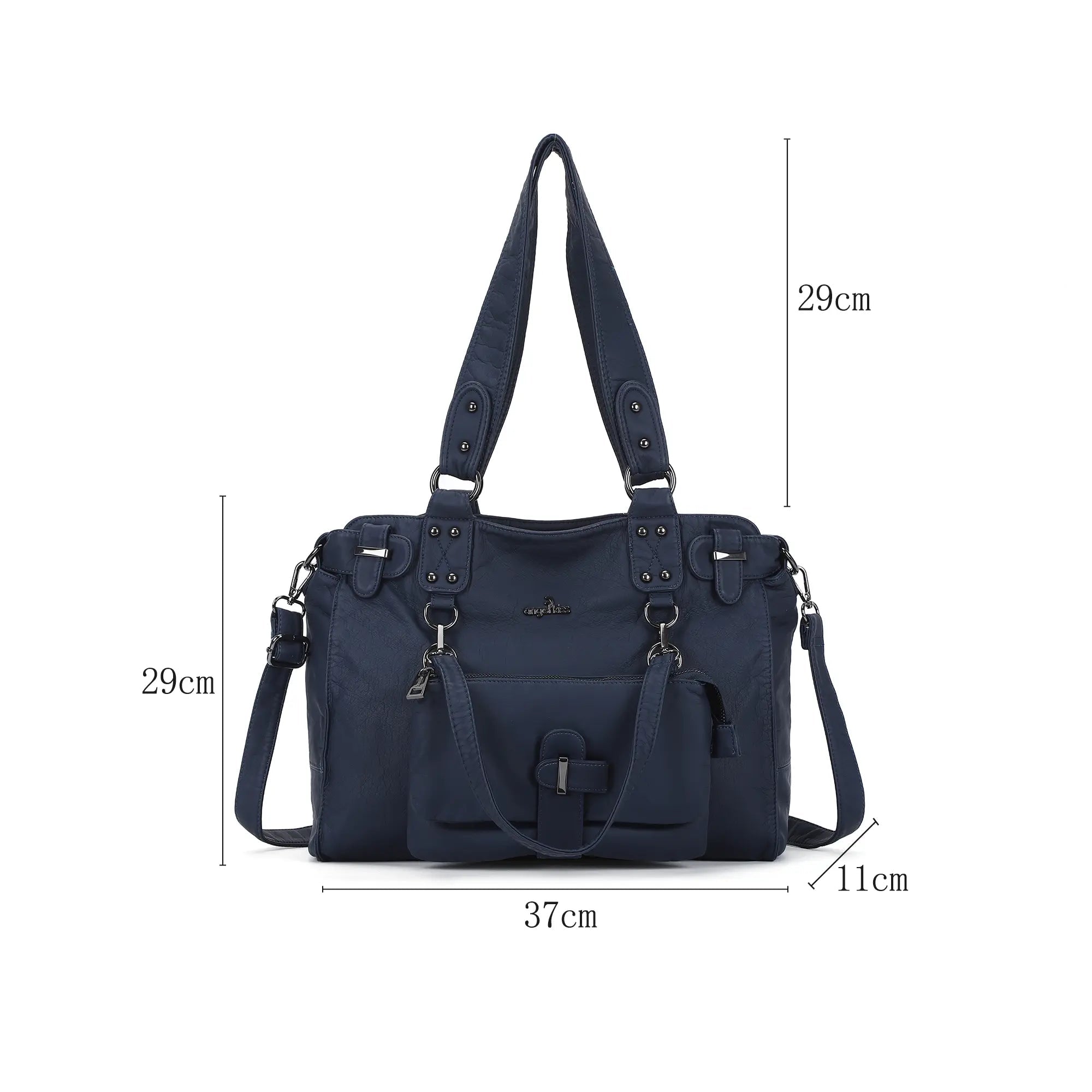 Large-Capacity Multi-Pocket Vegan Leather Tote Bag