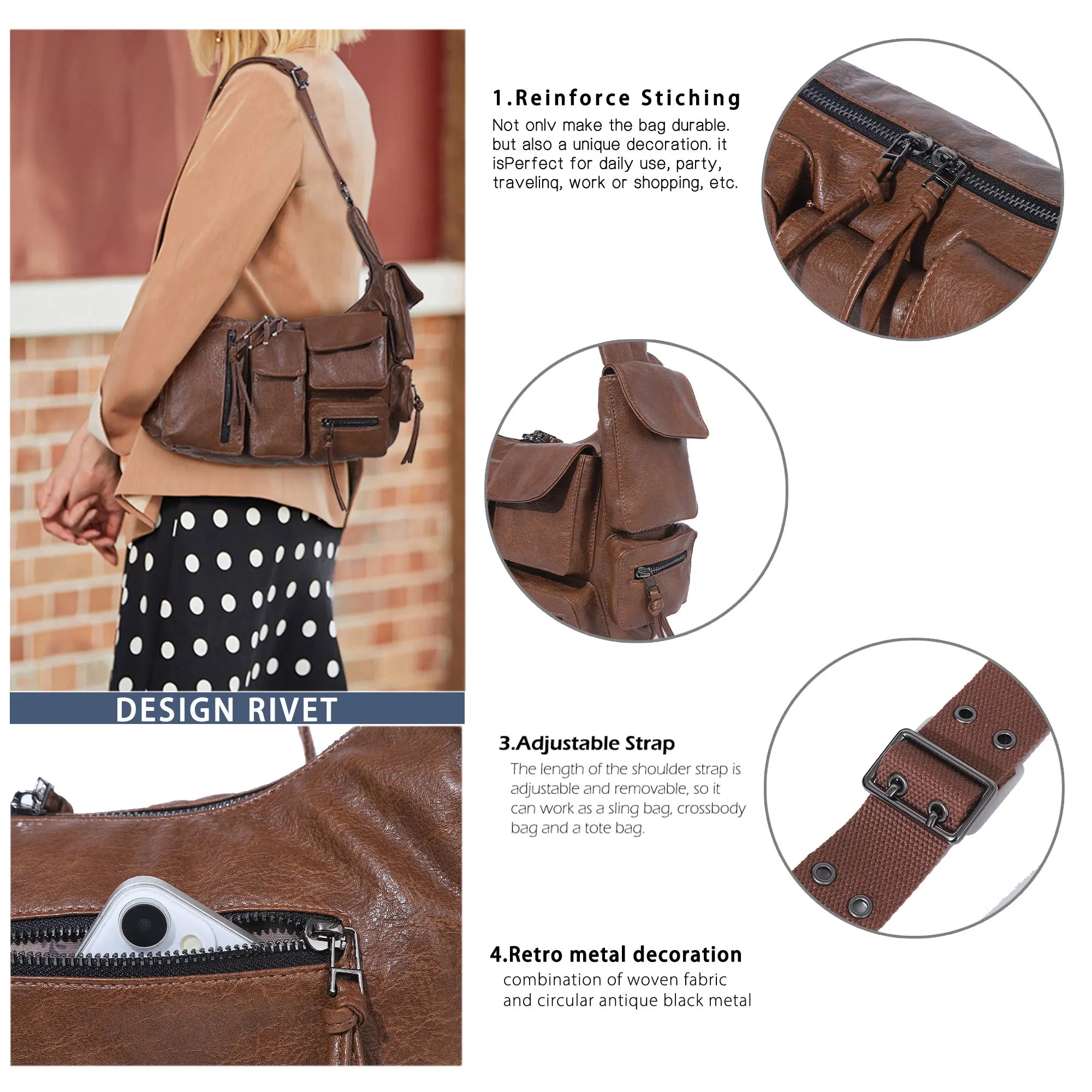Everyday Structured Crossbody — Vintage Brown