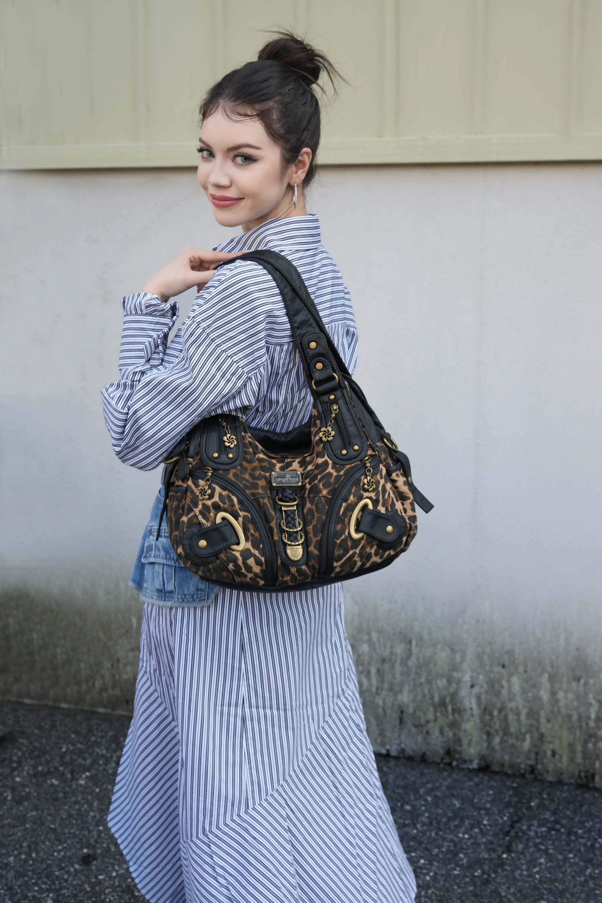 Hobo Bum Shoulder Bag, wash nylon leopard multi-purpose design shoulder bag