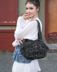 Washed Leather  denim design Handbag Unique Style For Women Crossbody Bag