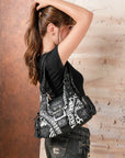 Retro Trend Patchwork Leopard Print Vegan Leather Shoulder Tote Bag