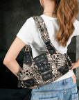 Retro Trend Patchwork Leopard Print Vegan Leather Shoulder Tote Bag