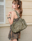 Vintage Multi-Pocket Satchel & Crossbody Bag