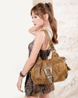 Everyday Hobo Shoulder Bag with Contrast Trim Details