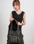 Tote Retro Solid Color Spacious Unique Texture Wandering Bag