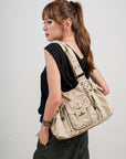Vintage Multi-Pocket Satchel & Crossbody Bag