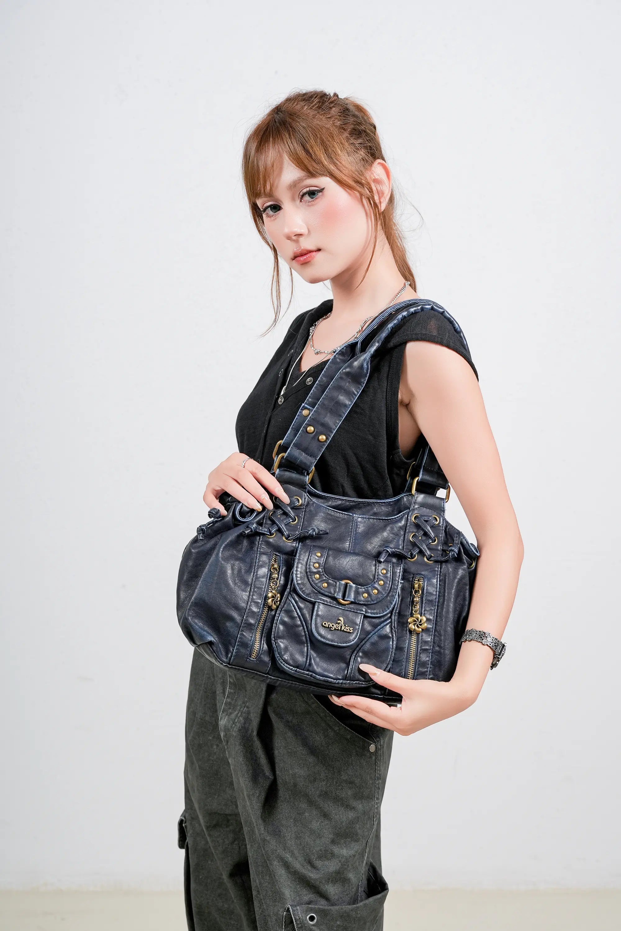 Vintage Multi-Pocket Satchel &amp; Crossbody Bag