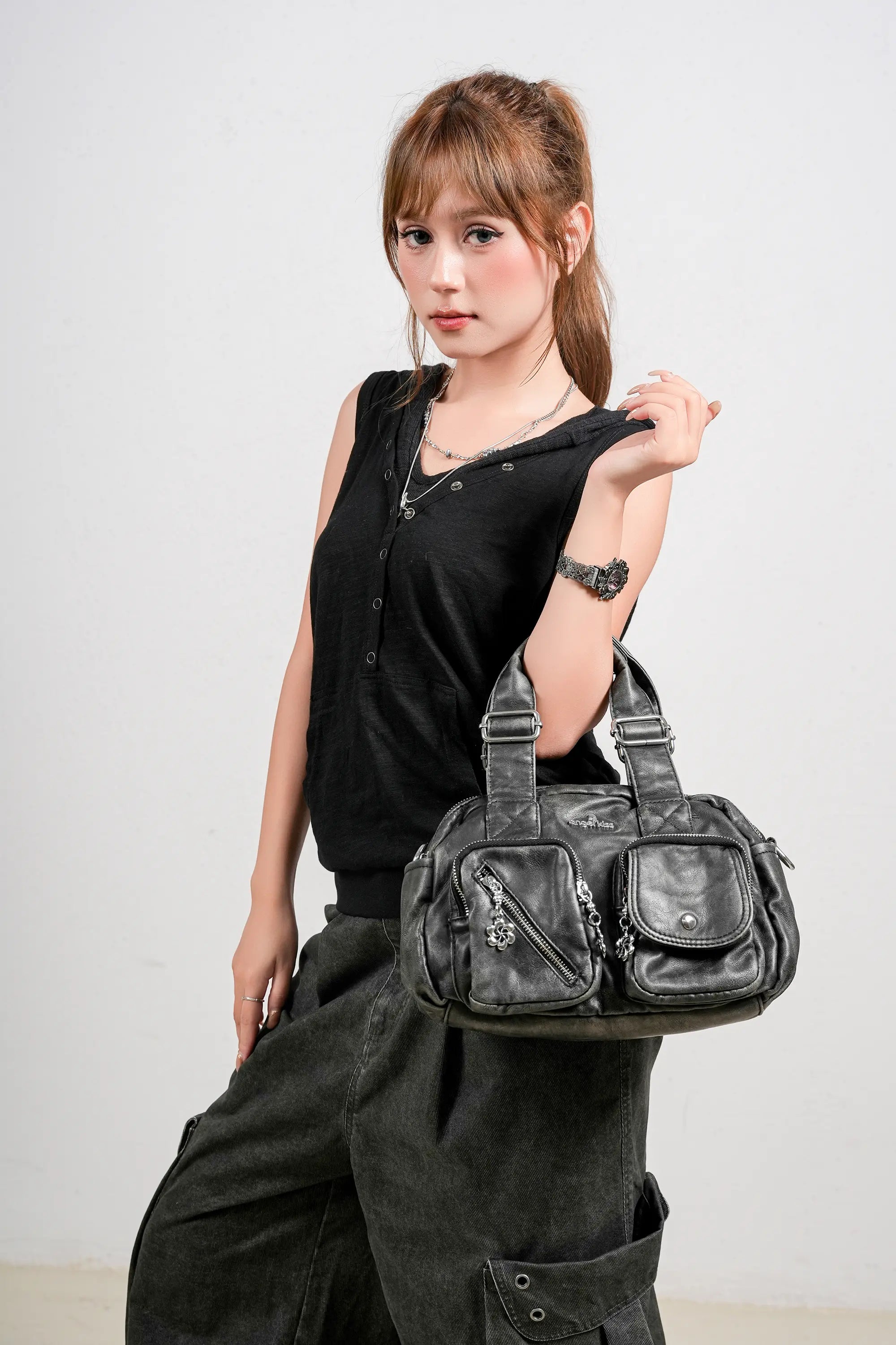 Vintage Green Handbag &amp; Wallet Set｜Large Capacity Tote for Women