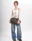Washed PU Large-Capacity Multi-Pocket Bowler Bag