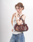 Washed Vintage Multi-Pocket Buckle Shoulder Bag