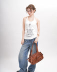 Multi-Pocket Bowling Shoulder Bag with Detachable Crossbody Strap