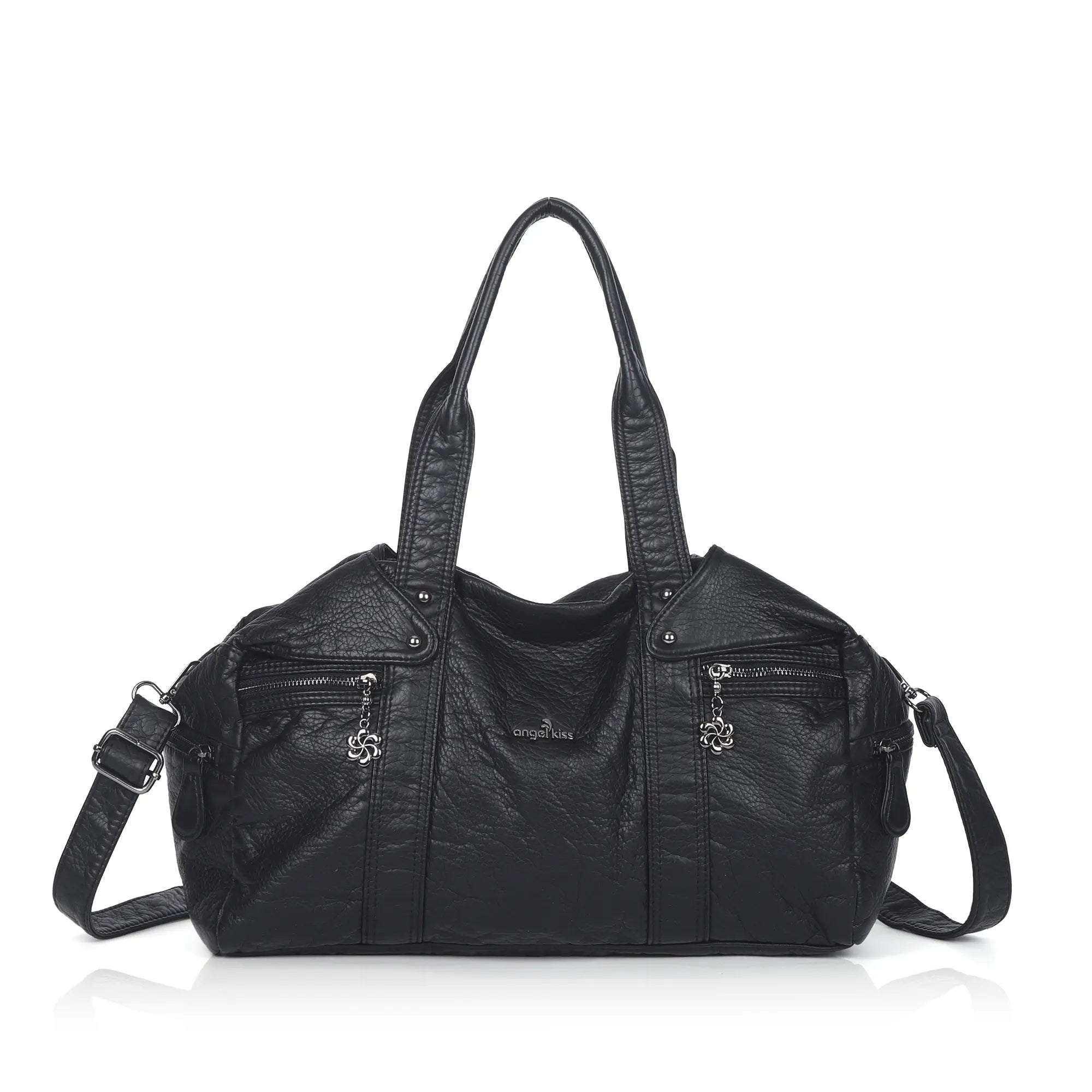 Washed PU Large-Capacity Multi-Pocket Bowler Bag