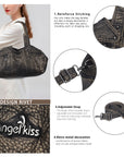 Washed PU Large-Capacity Multi-Pocket Bowler Bag