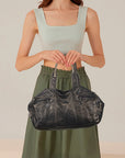 Washed PU Large-Capacity Multi-Pocket Bowler Bag