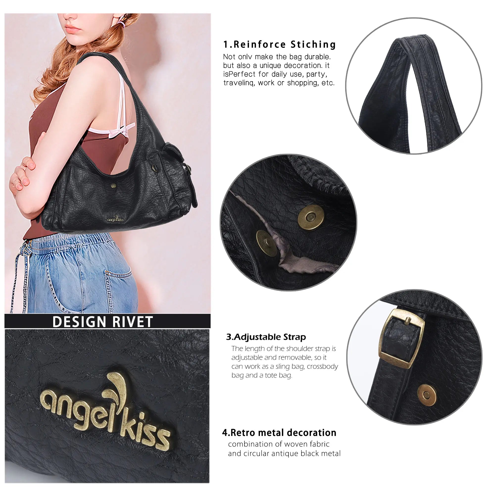 Vintage Crescent Hobo Underarm Shoulder Bag
