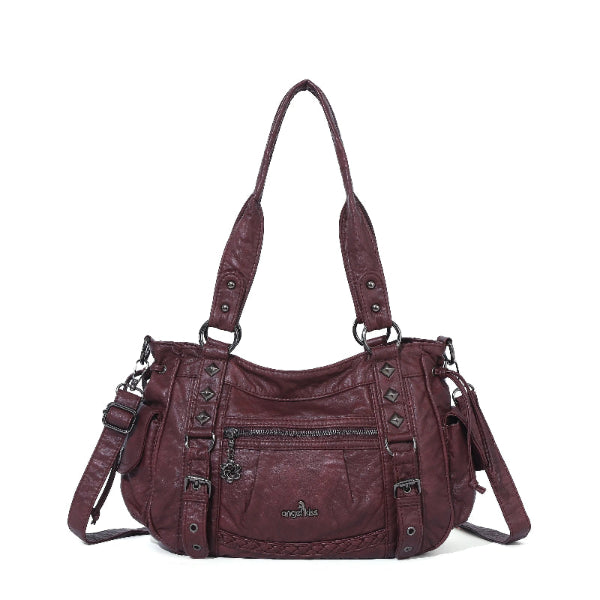 Vintage Studded Vegan Leather Everyday Bag | Custom Hardware