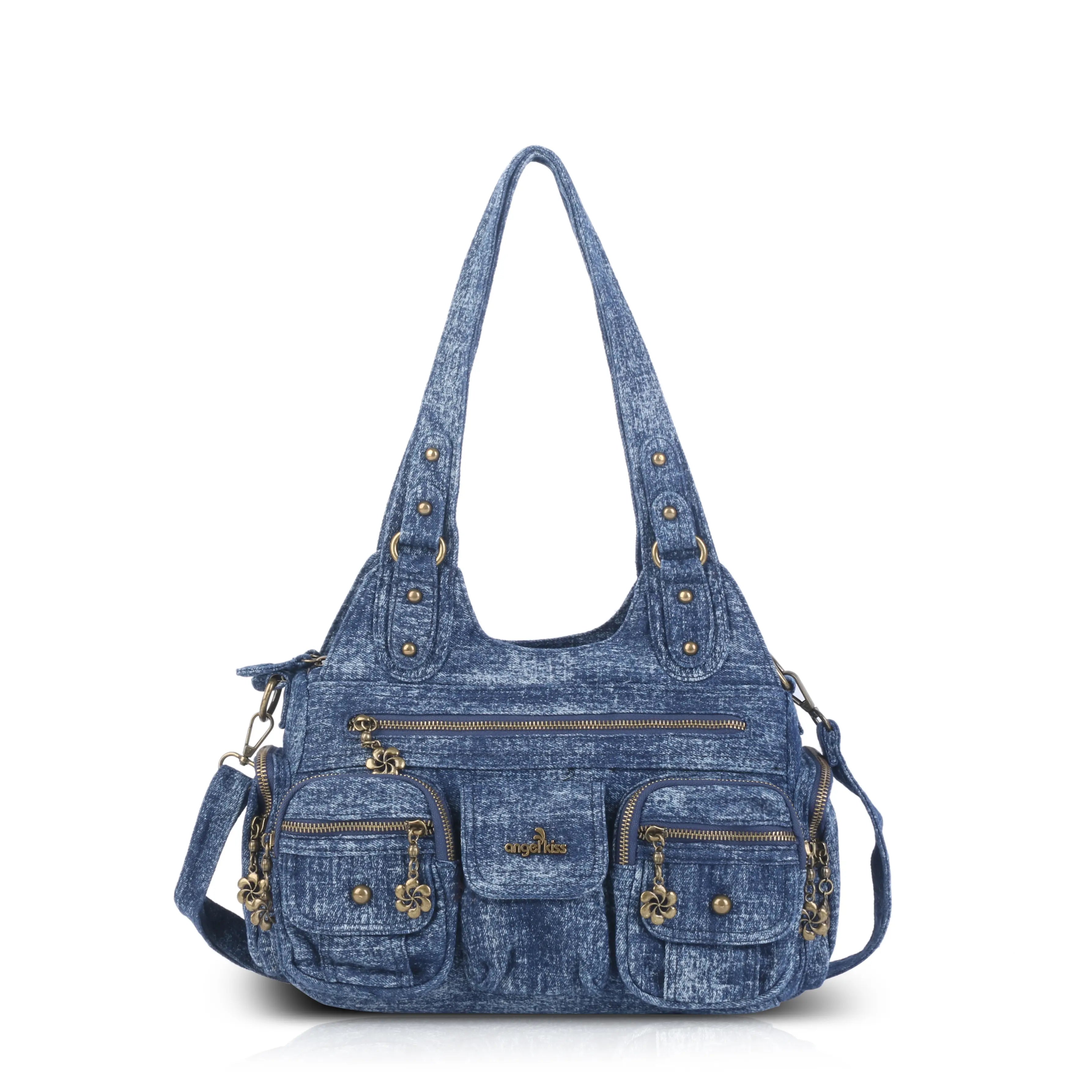 Vintage Bronze PU Leather Handbag – Multi-Pocket Shoulder