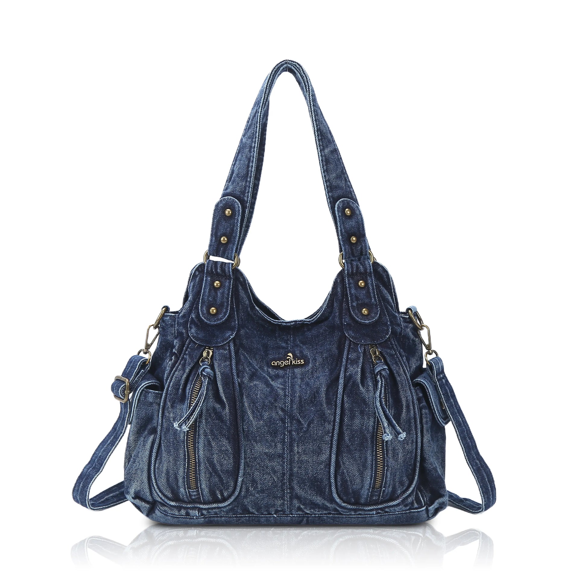 №689【DENIM✖️Leopard巾着バケツBAG】DENIM Remake Leopard / Denim Style Tote – Multi-Pocket Women's Bag with