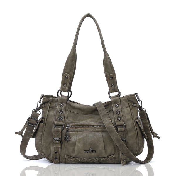 Vintage Studded Vegan Leather Everyday Bag | Custom Hardware