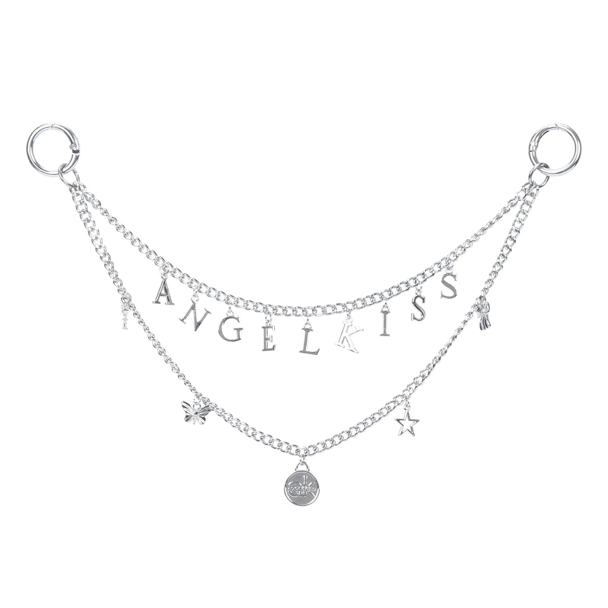 Retro Y2K Double Layer Chain Bag Charm with Letter