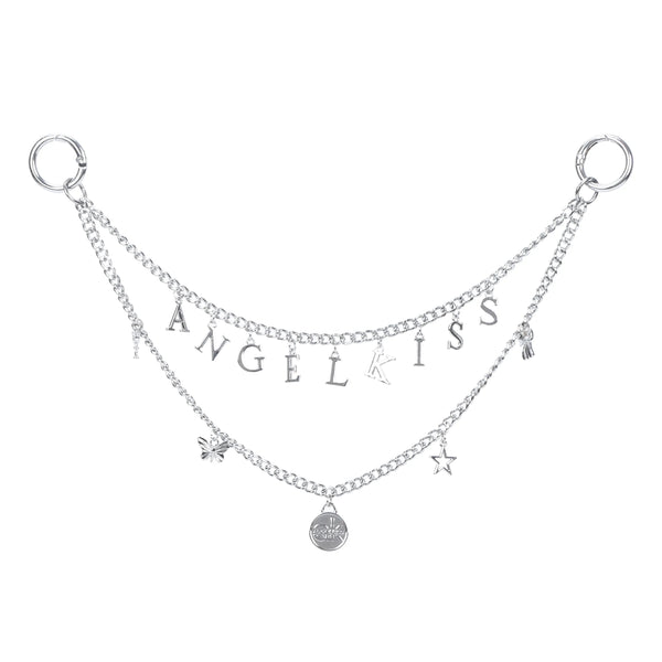Retro Y2K Double Layer Chain Bag Charm with Letter