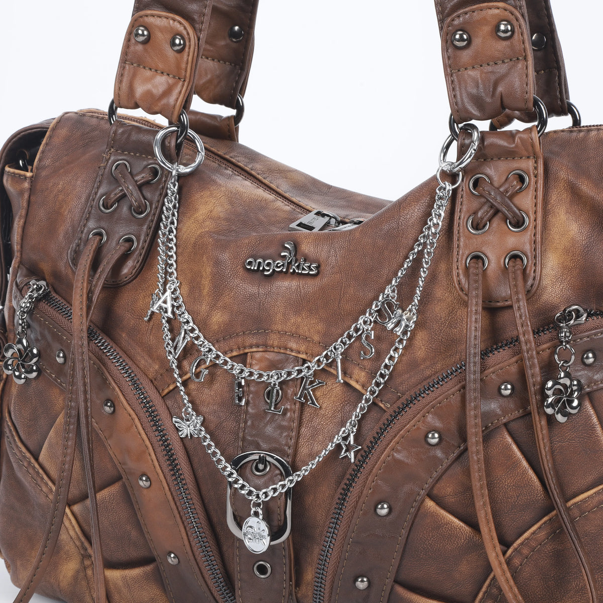 Retro Y2K Double Layer Chain Bag Charm with Letter