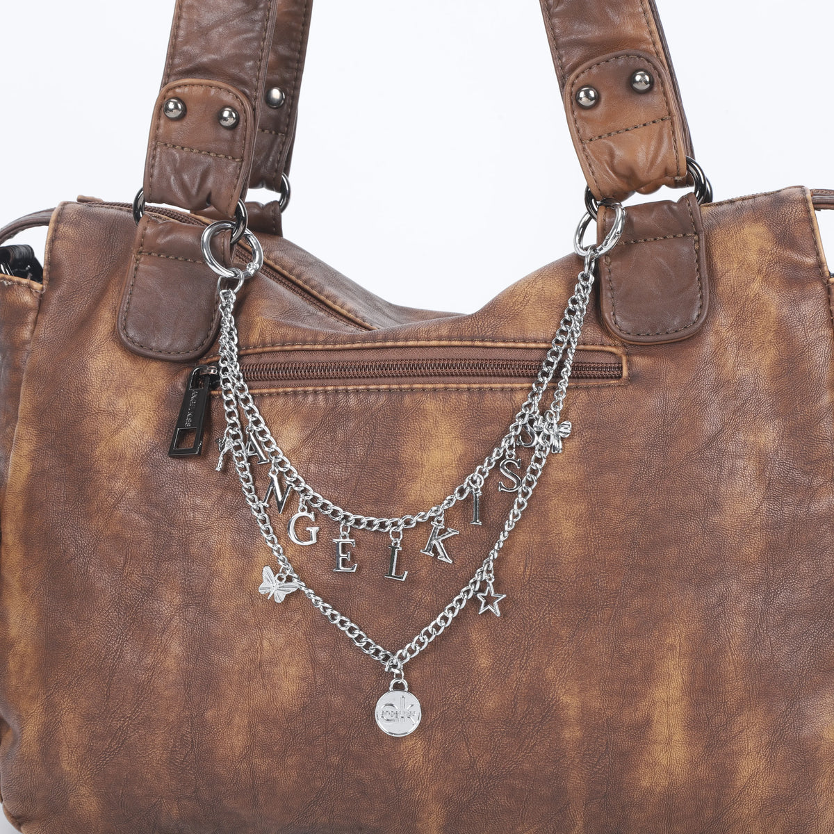 Retro Y2K Double Layer Chain Bag Charm with Letter