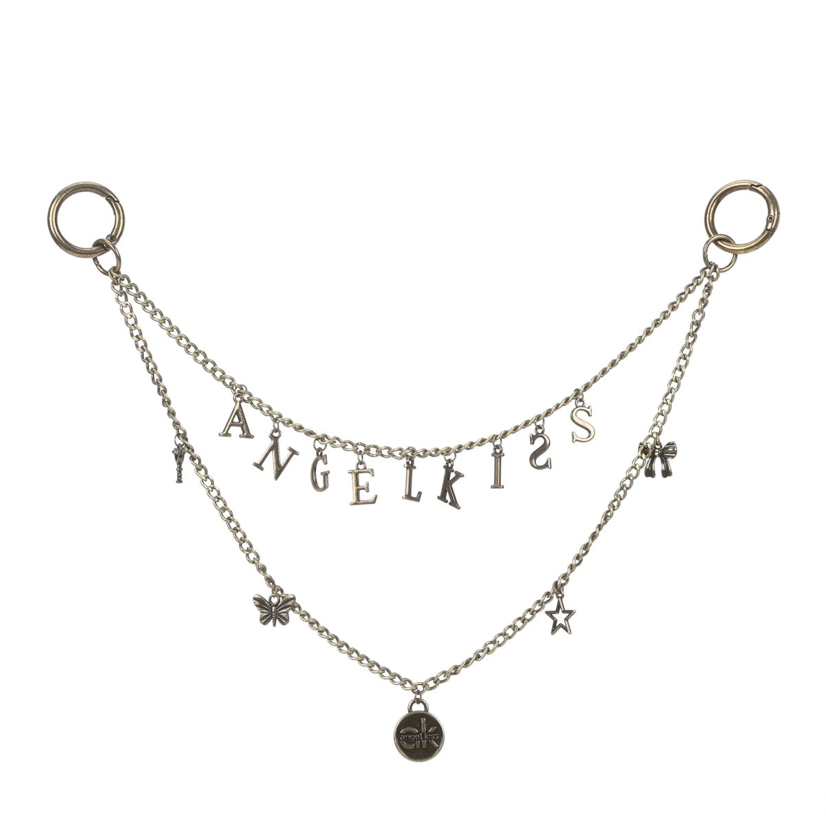 Retro Y2K Double Layer Chain Bag Charm with Letter