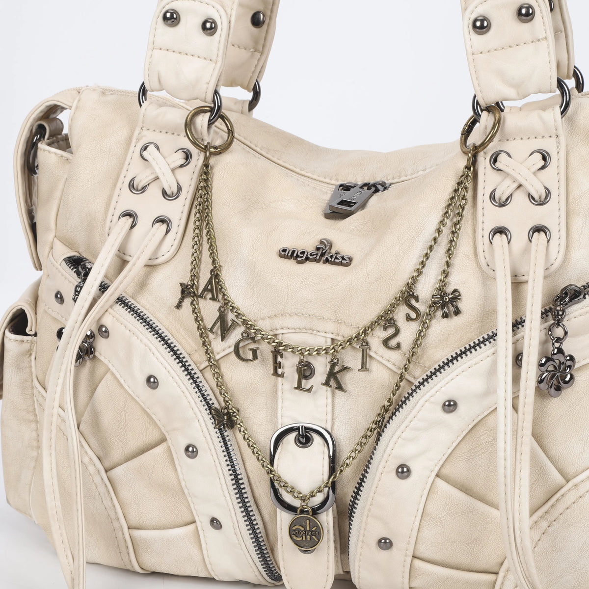 Retro Y2K Double Layer Chain Bag Charm with Letter
