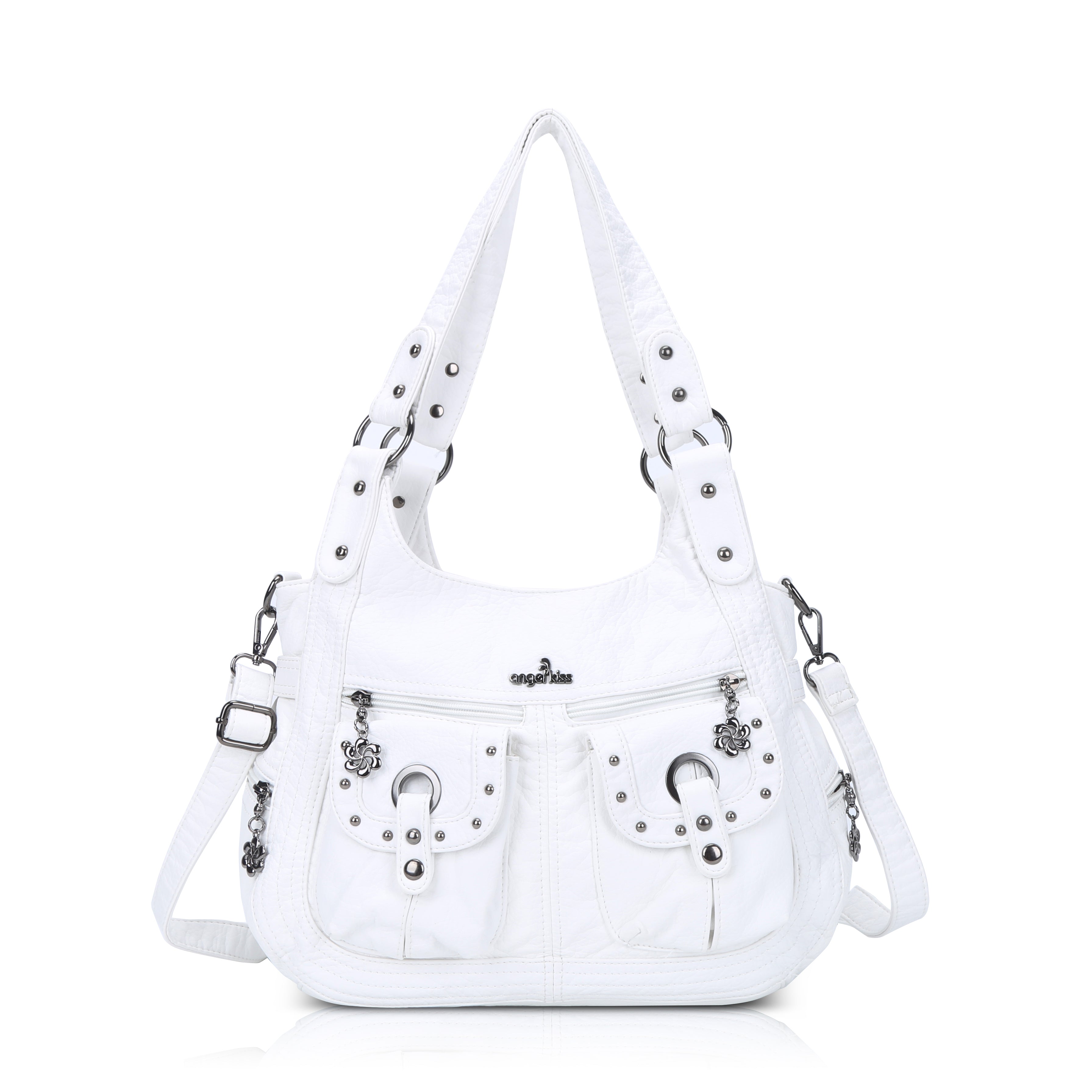 【Old Folk House】Studs Shoulder Bag Vintage Studded Shoulder Bag with Dual Front Pockets – Angelkiss Bag