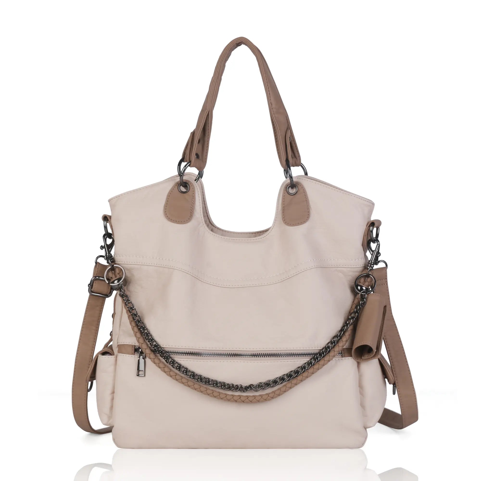 Vegan PU Leather Tote Shoulder Bag, Large Capacity – Ideal for Work, School, Business &amp; Travel